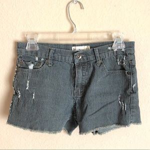 UO jean shorts, striped, frayed edges, size 26